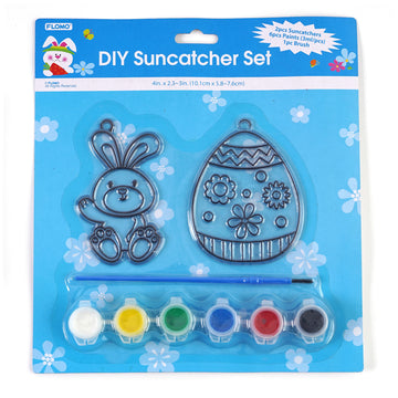 Easter Diy Set, 2 Sun Catchers 3.5X2.8" With 6 Paints And 1 Brush