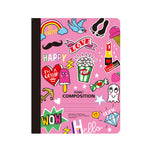 100 Sheets Wide Ruled Composition Book. Doodles, Stripes, Drawings,9.75"X7.5", 3 Designs