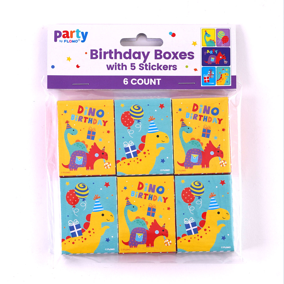 6Pack Dinosaur Party Favors - Box Of 5 Stickers | FLOMO/Nygala Corp.