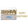3.1" Happy Birthday Pick Candles, Gold Metallic