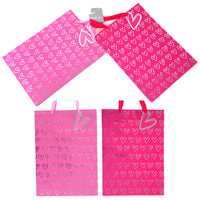 2Pk Extra Large Gift Bags Hot Stamp On Matte - Happy Hearts, 2 Colors