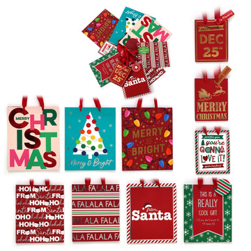 10Pk S3/M4/L3 Christmas Gift Bags - Typography Holiday