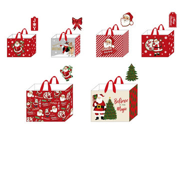 6Pk 2Hs/2Hm/2Hl Christmas Hot Stamp/Glitter Bags, Santa'S Holiday In Red, 6 Designs