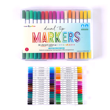36 Pc Dual Tip Color Markers, 36 Colors