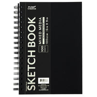 100 Sheet Black Pp Sketch Book With Embossed Hot Stamping Cover Flap 6" X 9"