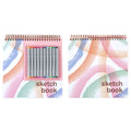 100 Sht Pastel Brush Stroke Sketch Book W/ Hot Stamp & 10Ct Dual Tip Alcohol Markers 12" X 12"