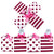 4Pk Medium Glitter Pink Silver/Gold Heart Stripe Gift Bag, 4 Designs