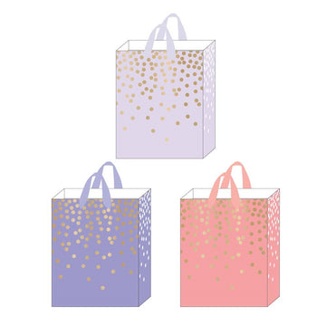 Large Hot Stamp On Matte Speckled Dots Gift Bag, 3 Colors