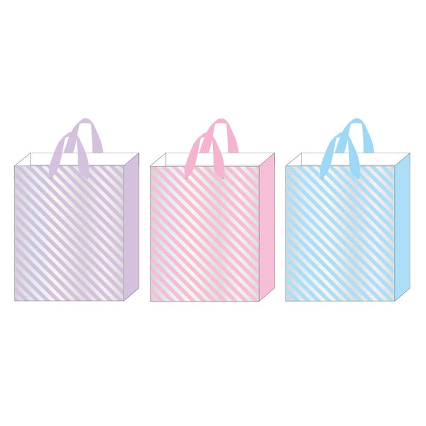 Large Gift Bags Hot Stamp, Thin Diagonal Stripes, 3 Colors