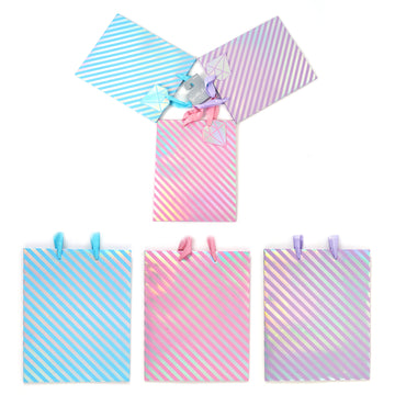 3Pk Large Hot Stamp On Matte Gift Bag, Thin Diagonal Stripe, 3 Colors