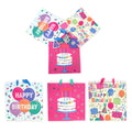 3Pk Square Square Gift Bags, Birthday Surprise, Hot Stamp, 3 Designs