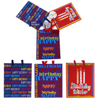 3Pk Large Birthday Gift Bags With Hot Stamp-Glitter, Typography Party, 3 Designs