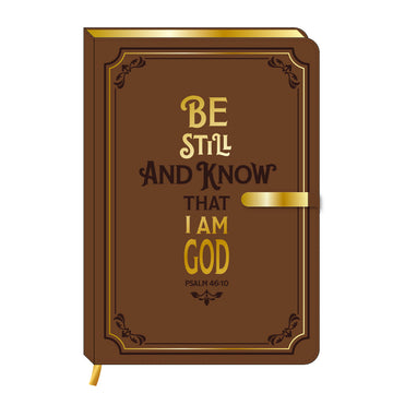 128Sht Pu Journal W/Metal Bar Magnetic Closure, Be Still Brown, 8.25" X 5.6875"