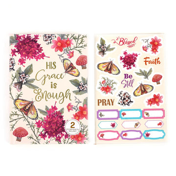 160Sht/320Pg Bookbound Journal W/Hotstamp,2Sht Stickers,Religious Garden Of Grace, 8.5"Lx6"W