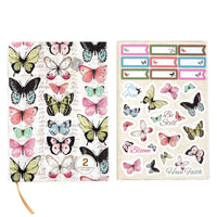 160Sht/320Pg Bookbound Journal W/Hot Stamp,2Sht Stickers, Butterfly Botanical, 8.5"Lx6"W