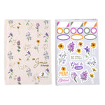160Sht/320Pg Bookbound Journal W/Hot Stamp,2Sht Stickers, Religious Wildflower, 8.5"Lx6"W