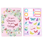 160Sht/320Pg Bookbound Journal W/Hot Stamp,2Sht Stickers, Butterfly Wreath, 8.5"Lx6"W