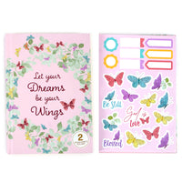 160Sht/320Pg Bookbound Journal W/Hot Stamp,2Sht Stickers, Butterfly Wreath, 8.5"Lx6"W