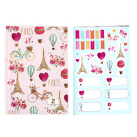 160Sht/320Pg Bookbound Journal W/Hot Stamp,2Sht Stickers, Paris Party, 8.5"Lx6"W