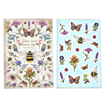 160Sht/320Pg Bookbound Journal W/Hot Stamp,2Sht Stickers, Religious Bee Garden, 8.5"Lx6"W