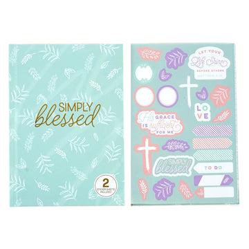 160Sht/320Pg Bookbound Journal W/Hot Stamp,2Sht Stickers, 8.5"L x 6"W