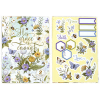 160Sht/320Pg Bookbound Journal W/Hot Stamp,2Sht Stickers, Religious Bee Floral, 8.5"Lx6"W