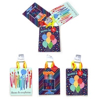 3Pk Large Birthday Spanish Fiesta Hot Stamp/Glitter Bags, 3 Assted Designs