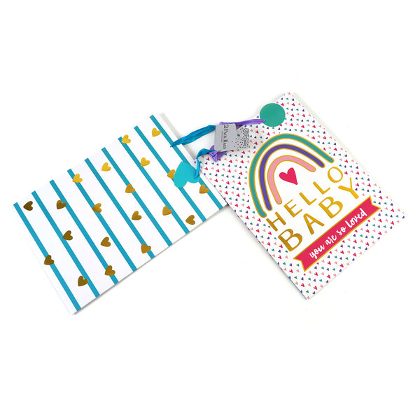 2Pk Extra Large Baby Hearts Hot Stamp Gift Bags, 2 Assorted Designs