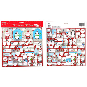 120Ct Christmas Whimsy Characters Hologram And Self-Stick Gift Tags With Hologram