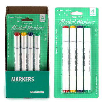 4Pk Alcohol Markers, 4 Colors, Green Packaging