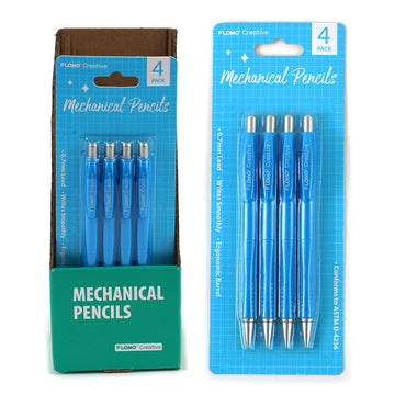4Pk Mechanical Pencils, 0.7Mm Lead, Blue Packaging
