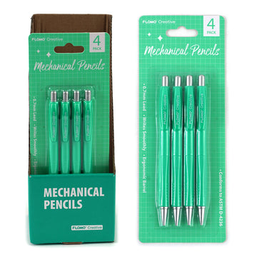 4Pk Mechanical Pencils, 0.7Mm Lead, Green Packaging