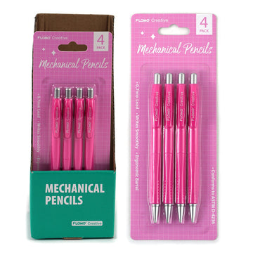 4Pk Mechanical Pencils, 0.7Mm Lead, Pink Packaging