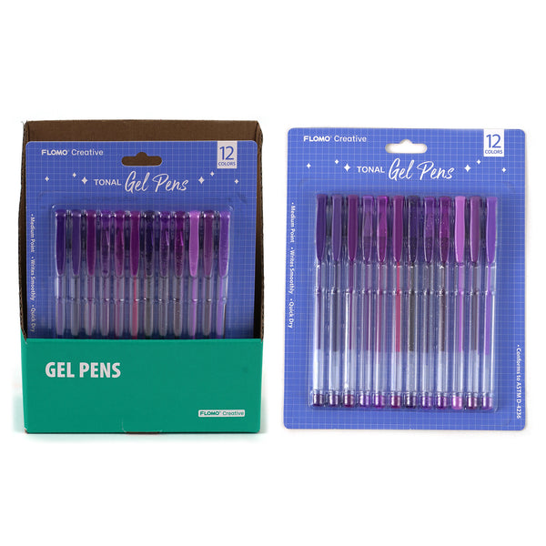 12Pk Tonal Gel Pens, Purple