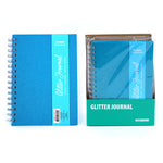 100 Sheet Glitter Hard Cover Journal, Blue, 6"X8.5"