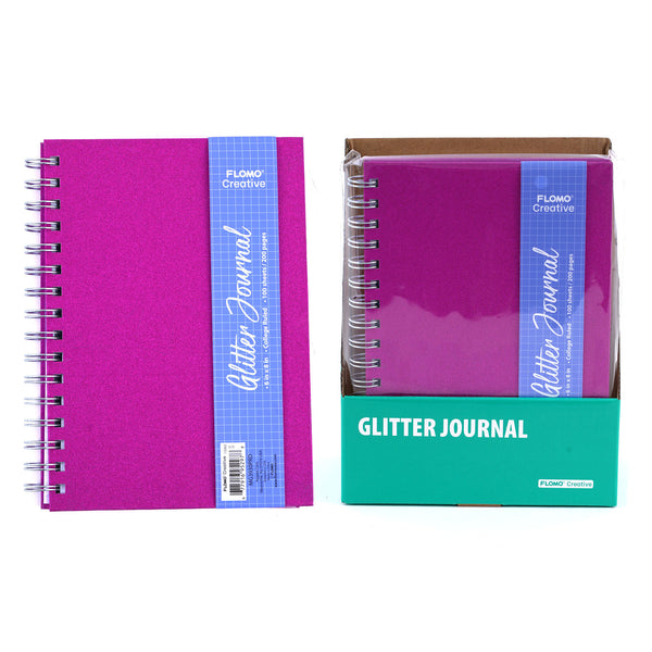 100 Sheet Glitter Hard Cover Journal, Purple, 6"X8.5"