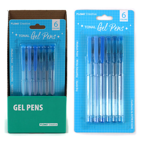 6Pk Tonal Gel Pens, Blue
