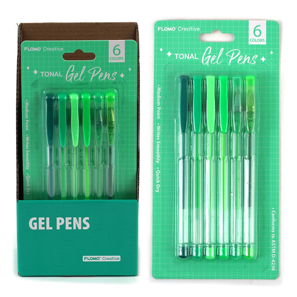 6Pk Tonal Gel Pens, Green
