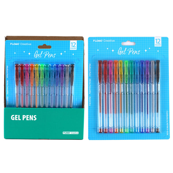 12Pk Gel Pens, 12 Colors, Blue Packaging