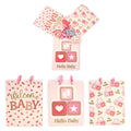 3Pk Large Baby Glitter Gift Bags, Welcome-Hello-Oh Baby Girl! 3 Designs