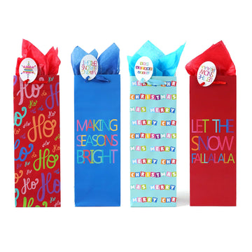 Bottle  Bright Bold Christmas Glitter Bag, 4 Designs