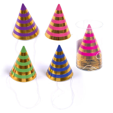 8Pk 3" Brights Stripe Mini Hat con Hot Stamp