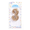 2.75" 1Pk Vela de Cumpleaños - Brillo Dorado Número "3"