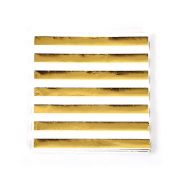 12Pk 13 "Gold Stripe Hot Stamp Lunch Napkin