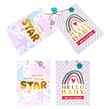 2Pk Super Hello Baby Gift Bags, 2 Designs