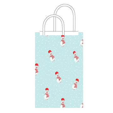12Pk Narrow Medium Christmas Bags W/Hot Stamp, Snowmen Toss