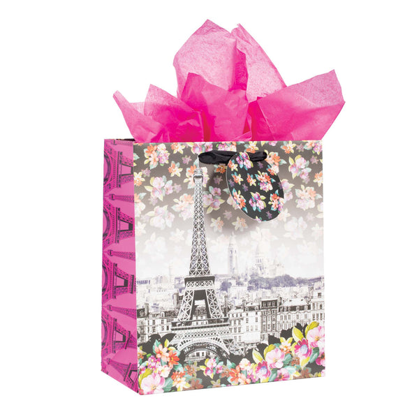 Icoloris Grande (Large) Meet Me In Paris Printed On Iridescent Paper Gift Bag, 1 Design