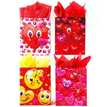 Bolsa de regalo extra grande de Emoji Valentine Matte 4 diseños