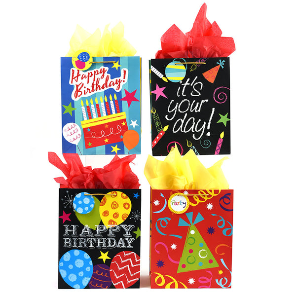 Extra Large Birthday Expressions Bolsa de regalo mate, 4 diseños