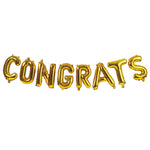 8Pcs Set "Congrats" Gold Mylar Balloon Banner, 16"